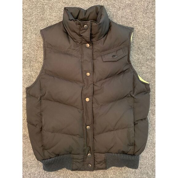 Gap Down Puffer Vest Womens S High Neck Banded Waist Snap Pockets - Picture 1 of 8